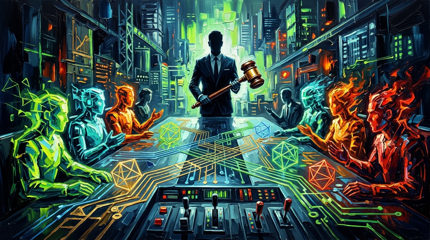 如何像主管一样组织 Agent 协作 概念油画