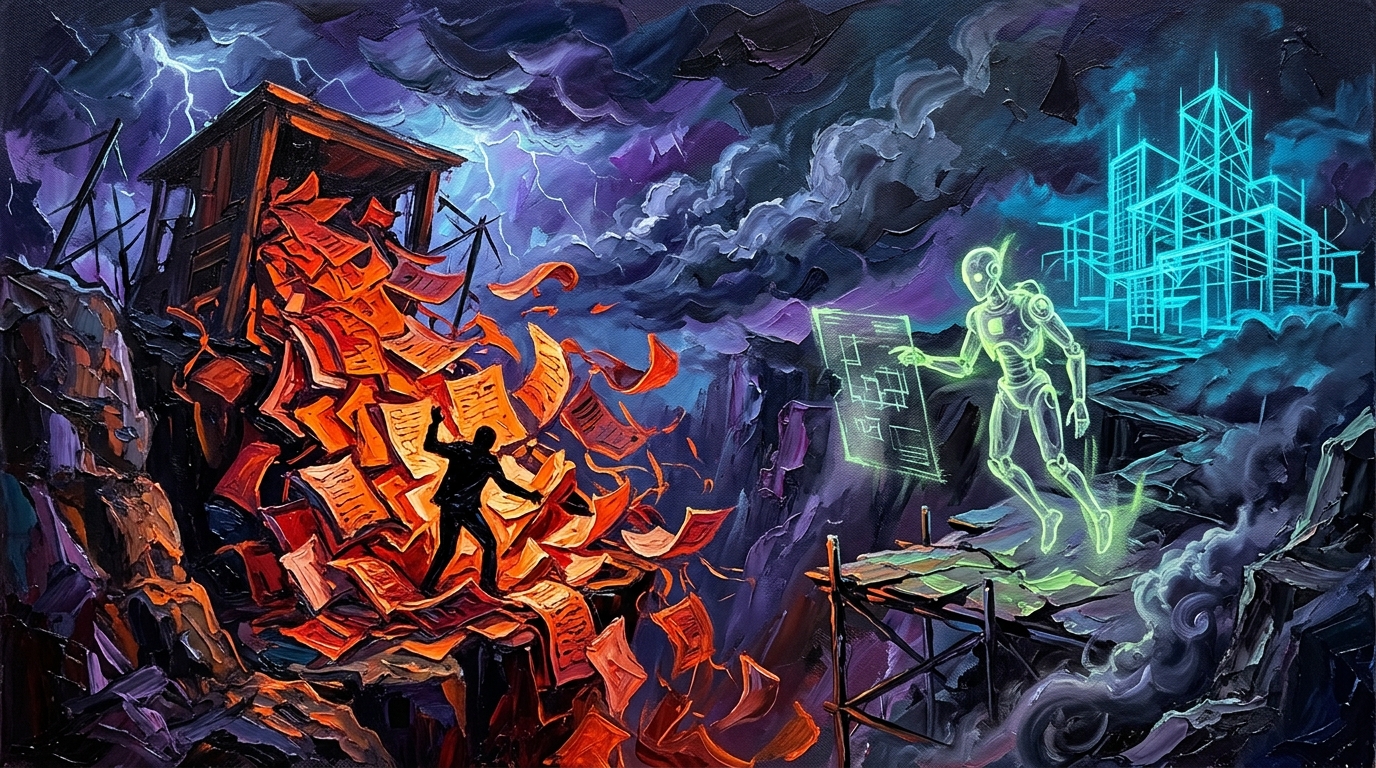 人肉剪贴板搬运与旧文件静默盲审 概念油画